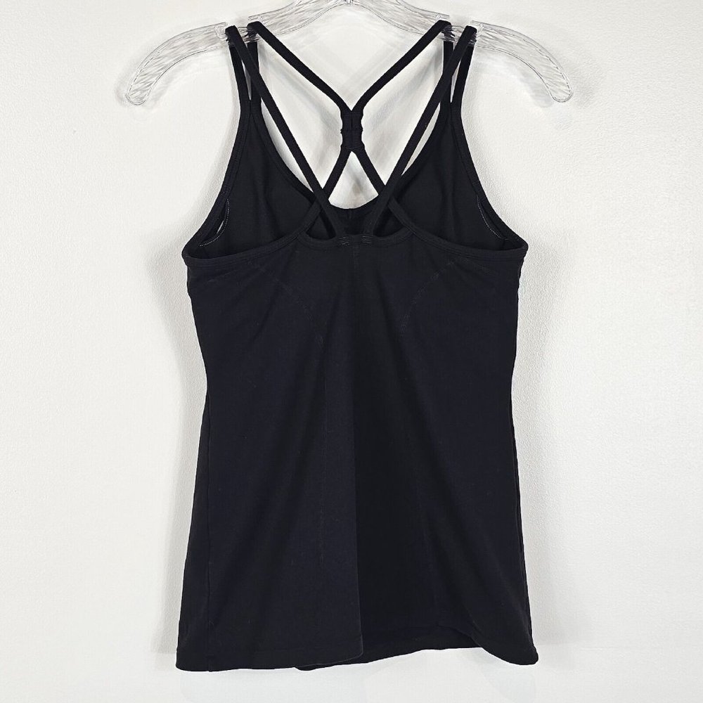 Athleta Racerback Strappy Tank Top Womens Size Small Black Shelf Bra Athletic - Picture 2 of 13